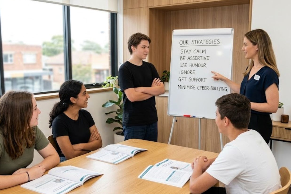 Young adults engaging confidently in a group