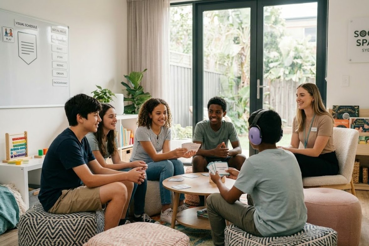 Teens engaging in social activities