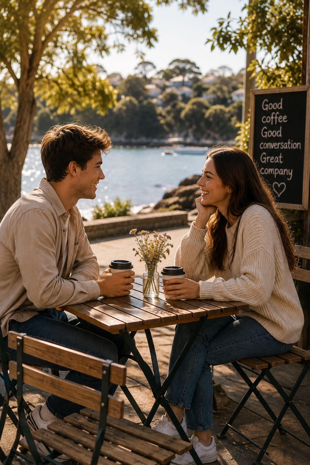 Two young adults on a coffee date together during the PEERS Dating and Relationships Bootcamp