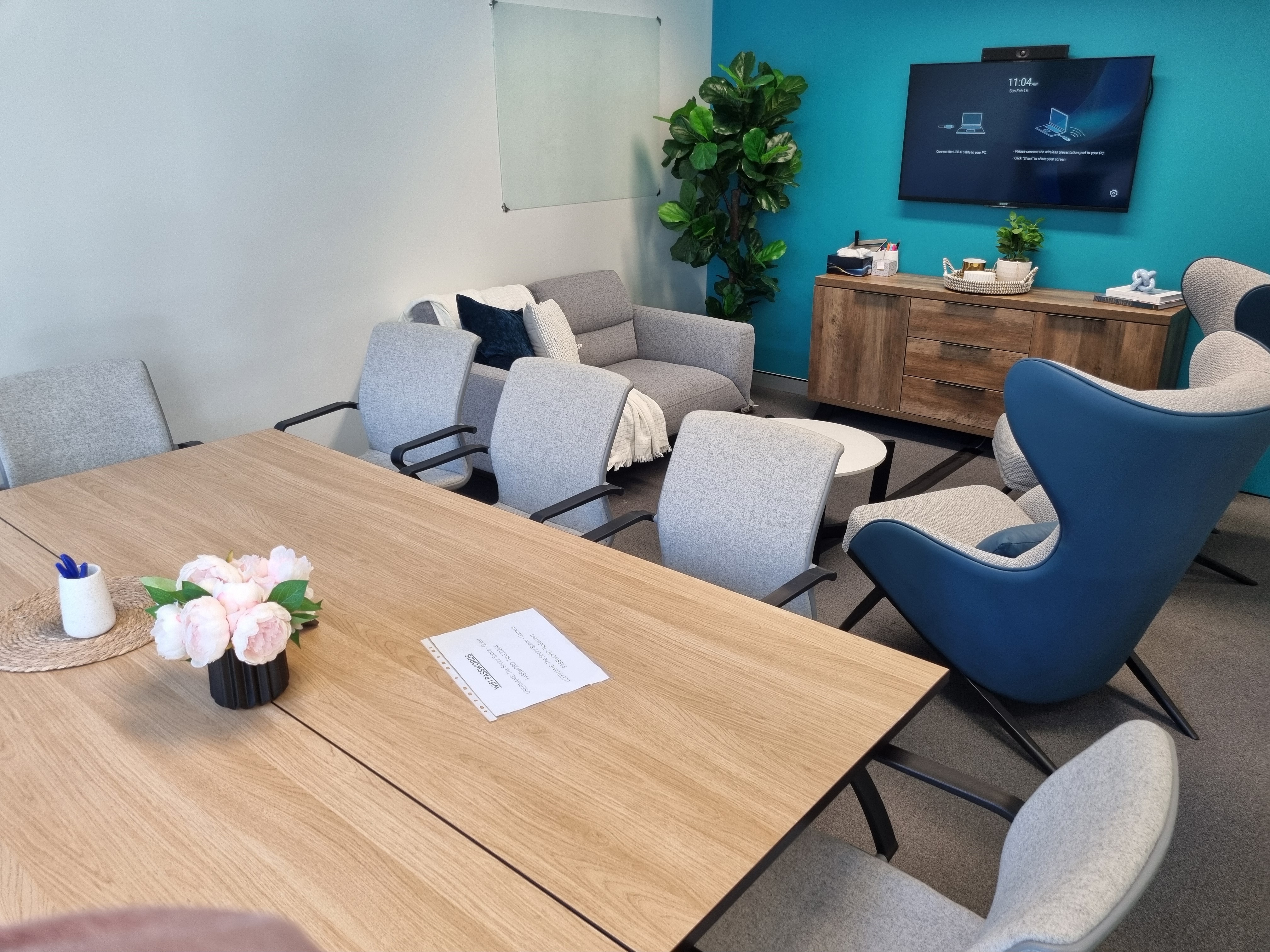 A breakout room at The Social Space with comfortable seating