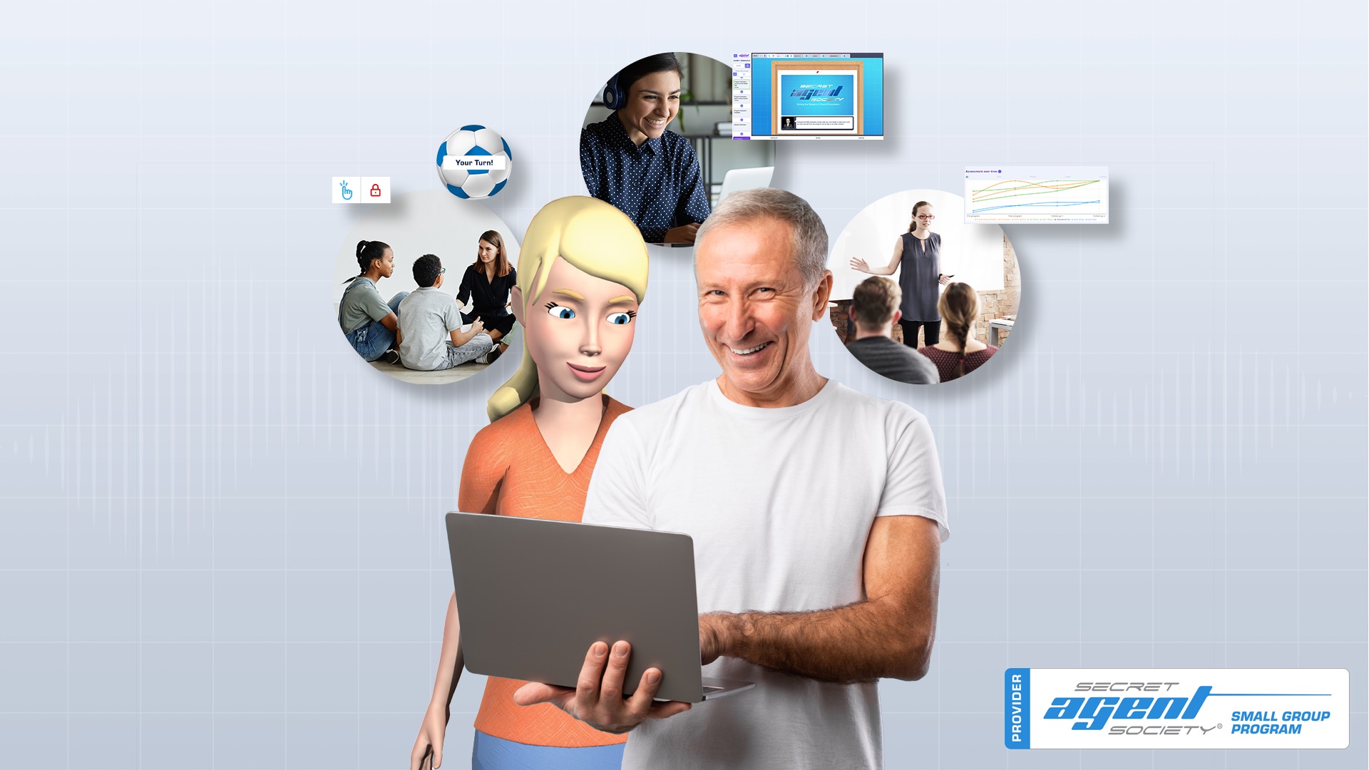 A parent taking part in the Secret Agent Society® parent support component