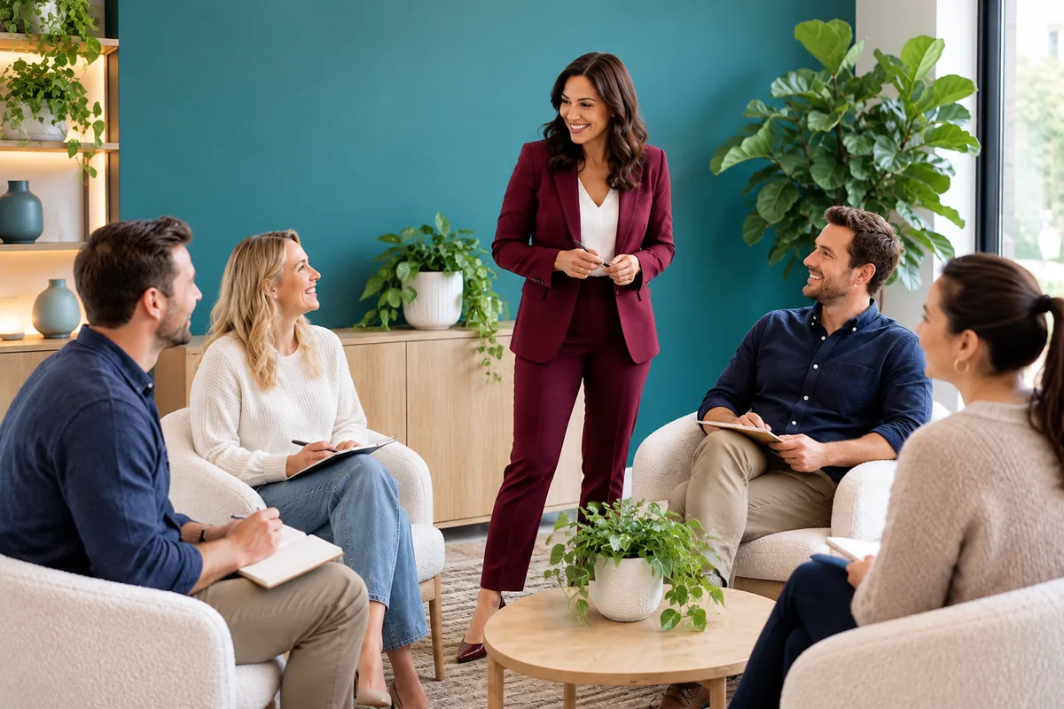A small group taking part in a facilitated workshop discussion